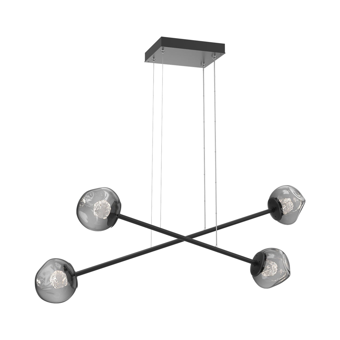 Luna Double Moda Linear LED Chandelier in Matte Black/Smoke (Floret Crystal).