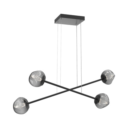 Luna Double Moda Linear LED Chandelier in Matte Black/Smoke (Geo Crystal).