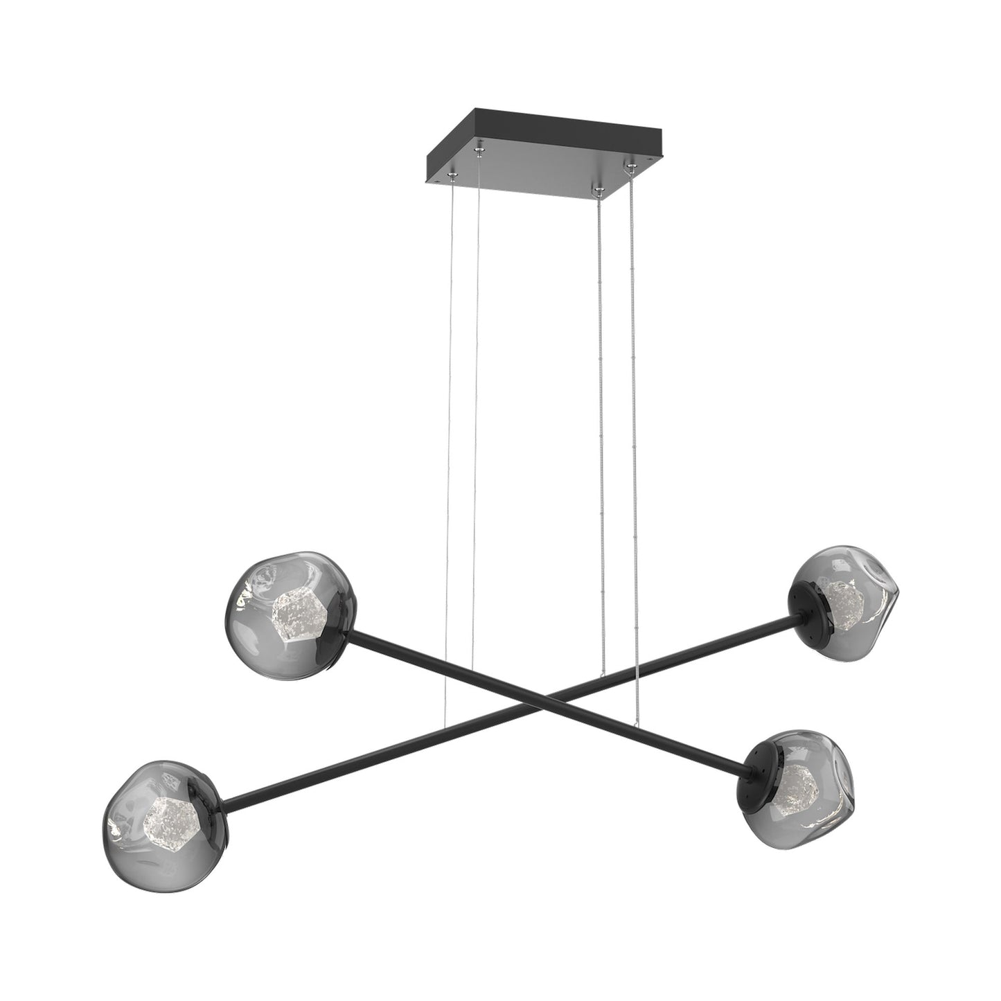Luna Double Moda Linear LED Chandelier in Matte Black/Smoke (Zircon Crystal).