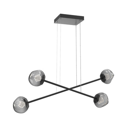Luna Double Moda Linear LED Chandelier in Matte Black/Smoke (Zircon Crystal).