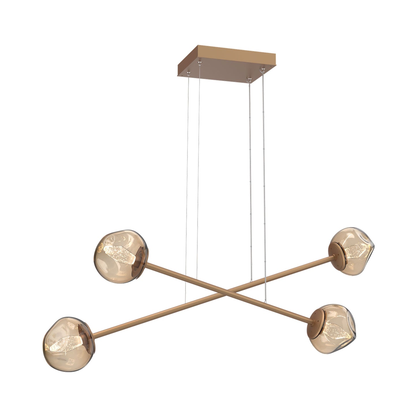 Luna Double Moda Linear LED Chandelier in Novel Brass/Bronze (Geo Crystal).