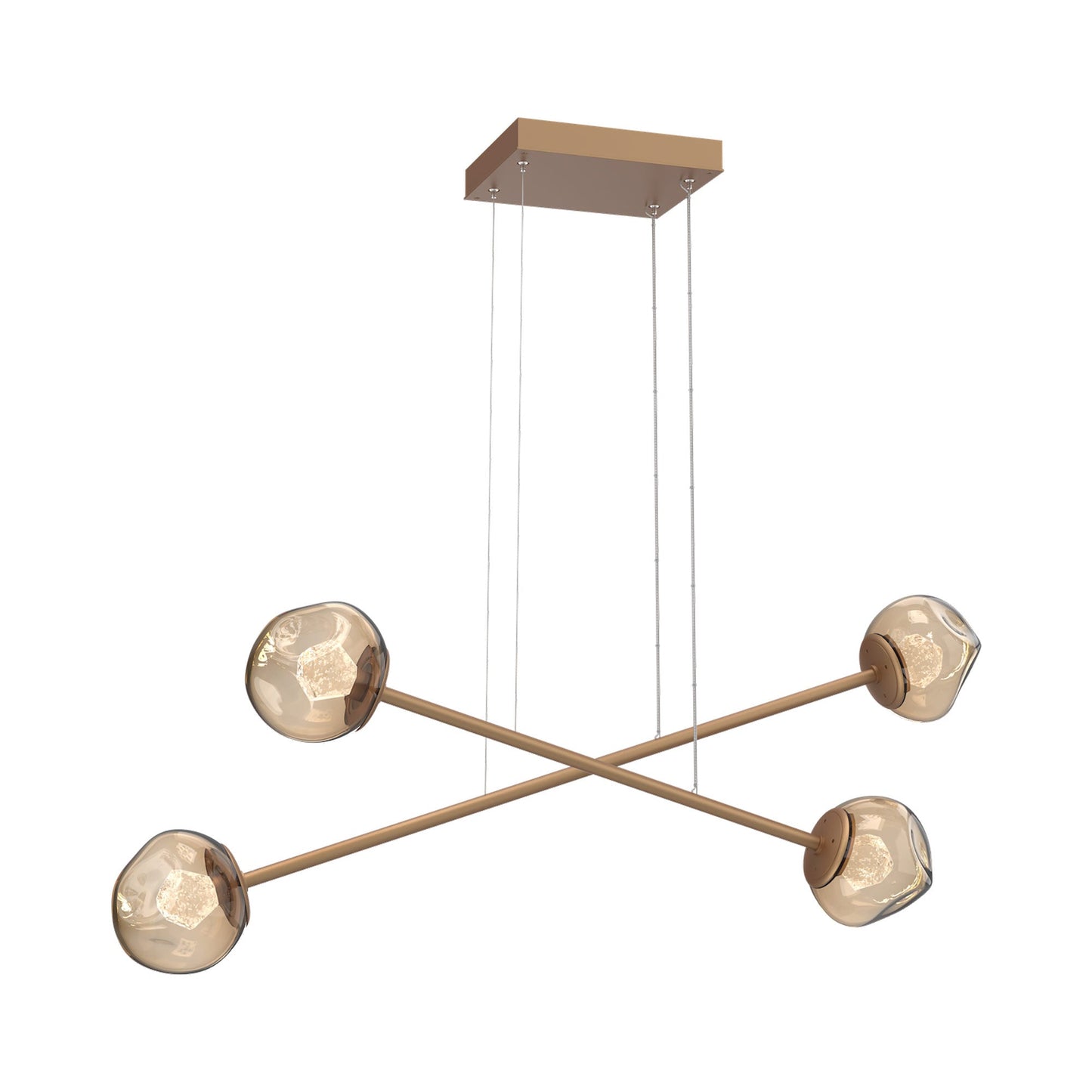 Luna Double Moda Linear LED Chandelier in Novel Brass/Bronze (Zircon Crystal).