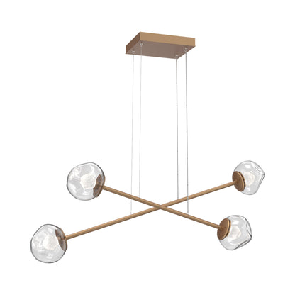 Luna Double Moda Linear LED Chandelier in Novel Brass/Clear (Zircon Crystal).