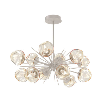 Luna Oval Starburst LED Chandelier in Beige Silver/Amber (Geo Crystal).