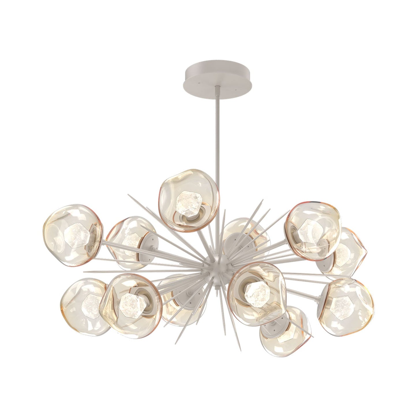 Luna Oval Starburst LED Chandelier in Beige Silver/Amber (Zircon Crystal).