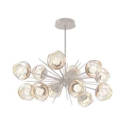 Luna Oval Starburst LED Chandelier in Beige Silver/Amber (Zircon Crystal).