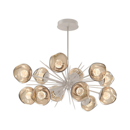 Luna Oval Starburst LED Chandelier in Beige Silver/Bronze (Floret Crystal).