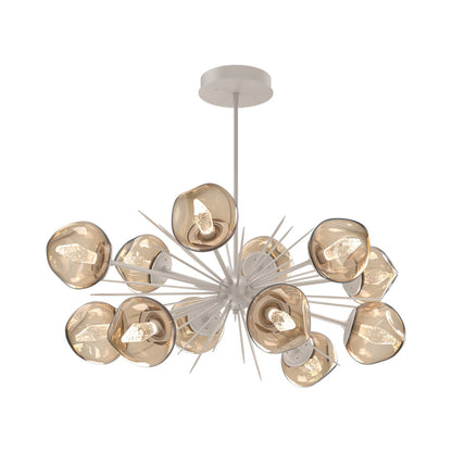 Luna Oval Starburst LED Chandelier in Beige Silver/Bronze (Geo Crystal).