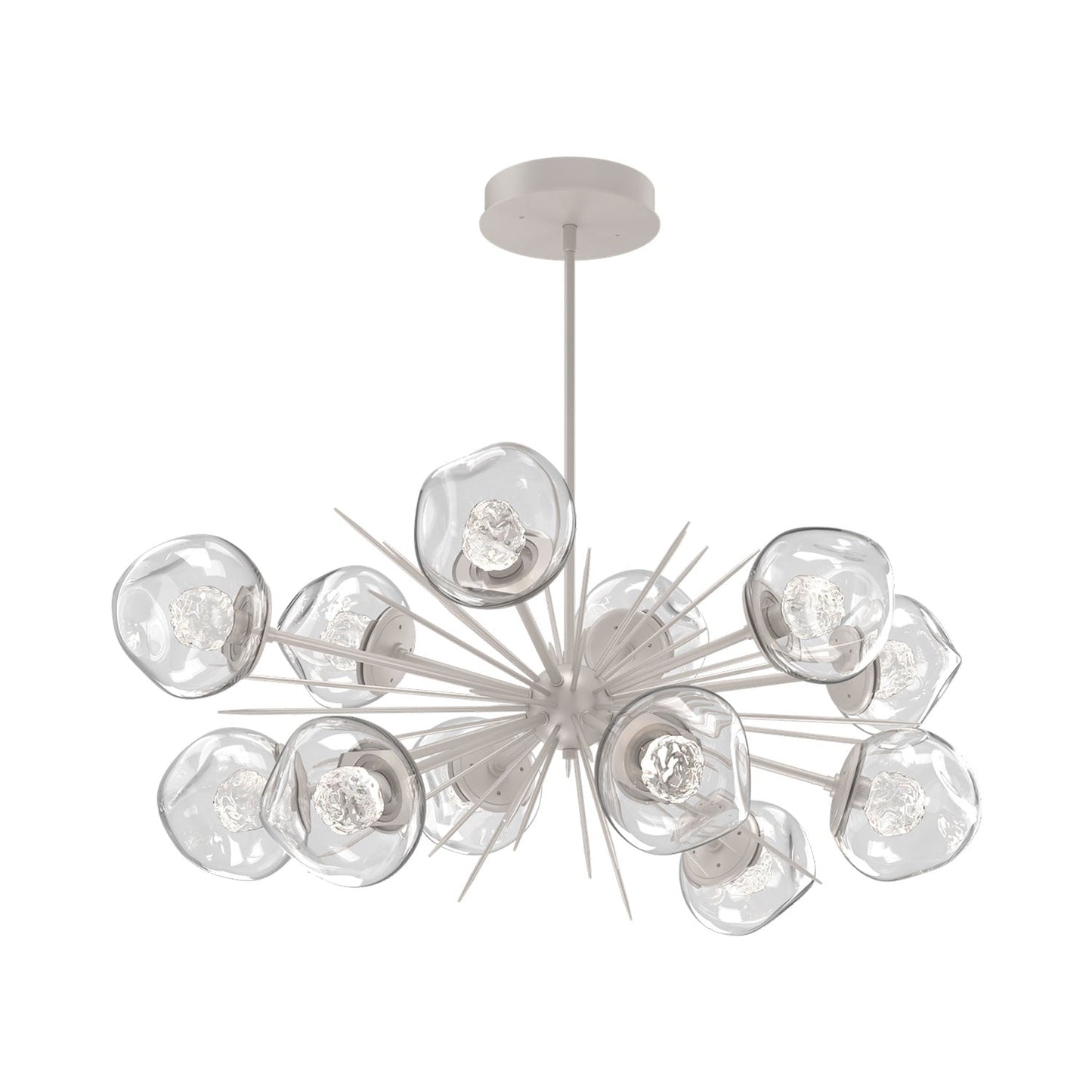Luna Oval Starburst LED Chandelier in Beige Silver/Clear (Floret Crystal).