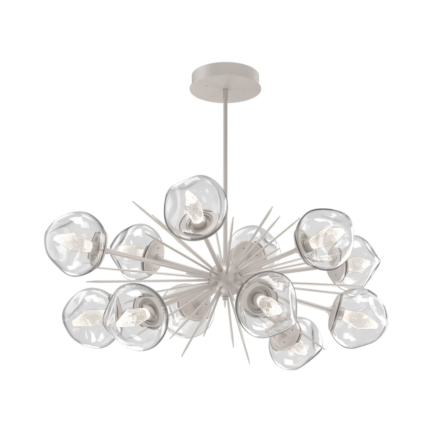 Luna Oval Starburst LED Chandelier in Beige Silver/Clear (Geo Crystal).