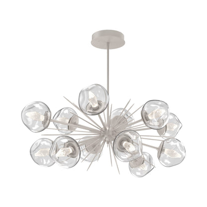 Luna Oval Starburst LED Chandelier in Beige Silver/Clear (Geo Crystal).