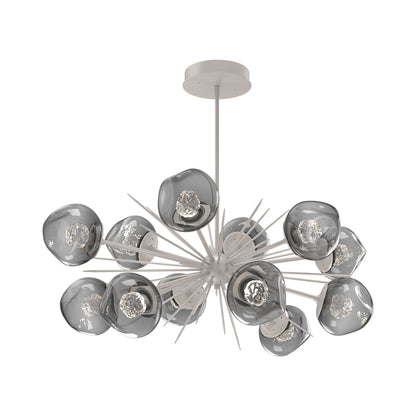 Luna Oval Starburst LED Chandelier in Beige Silver/Smoke (Floret Crystal).