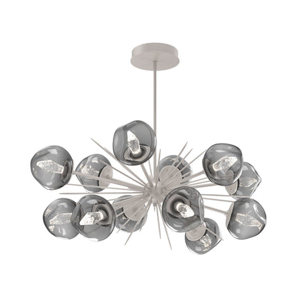 Luna Oval Starburst LED Chandelier in Beige Silver/Smoke (Geo Crystal).