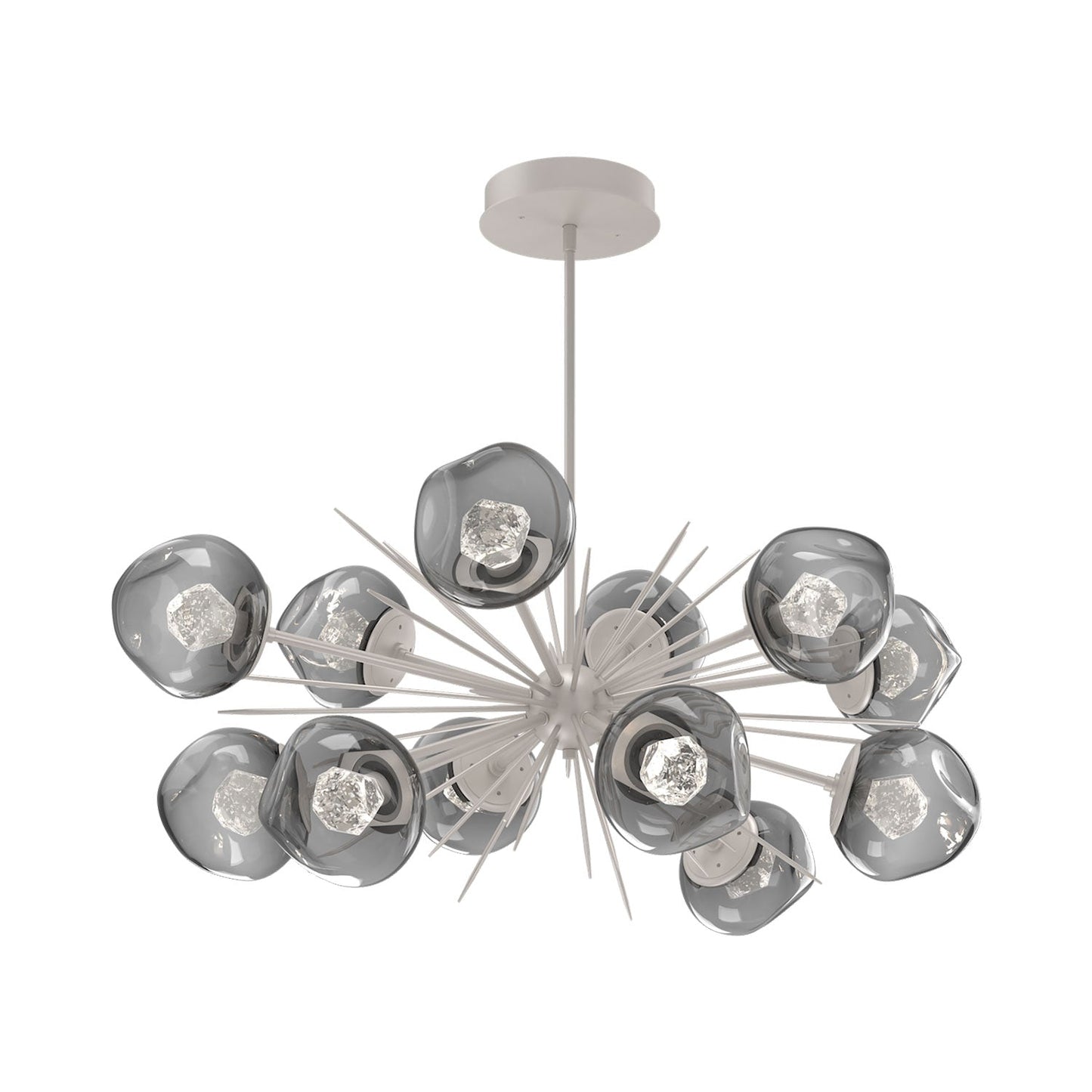 Luna Oval Starburst LED Chandelier in Beige Silver/Smoke (Zircon Crystal).