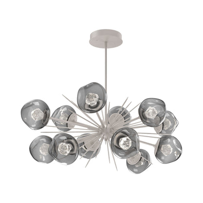 Luna Oval Starburst LED Chandelier in Beige Silver/Smoke (Zircon Crystal).
