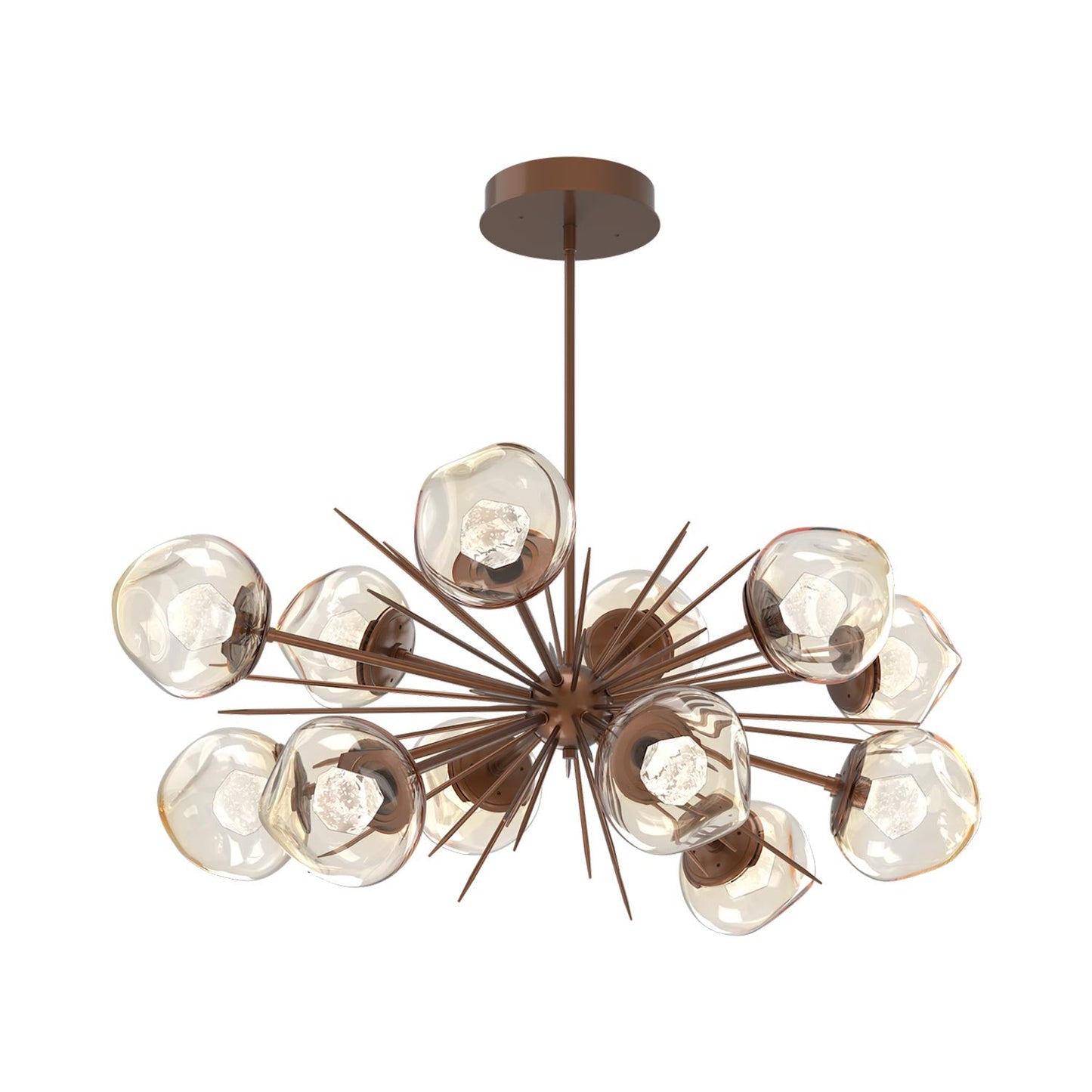 Luna Oval Starburst LED Chandelier in Burnished Bronze/Amber (Zircon Crystal).