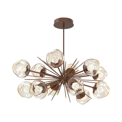 Luna Oval Starburst LED Chandelier in Burnished Bronze/Amber (Zircon Crystal).