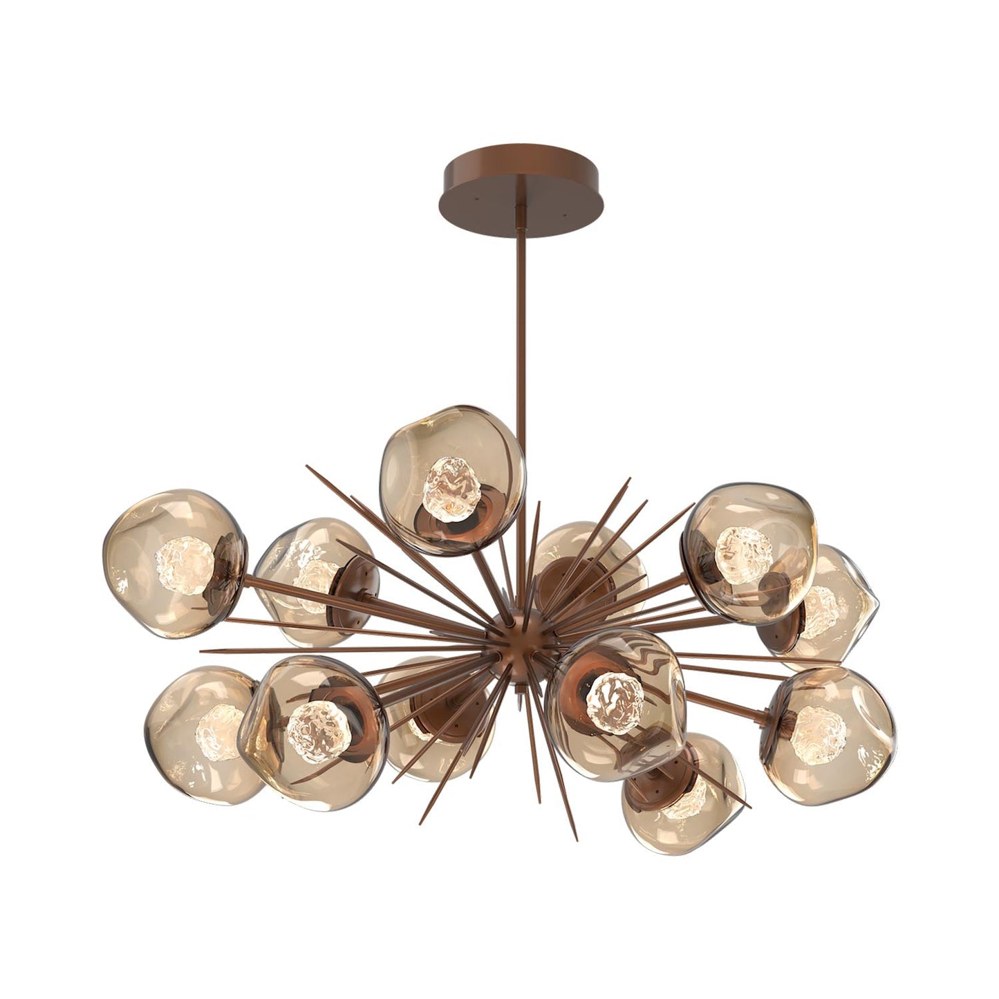 Luna Oval Starburst LED Chandelier in Burnished Bronze/Bronze (Floret Crystal).