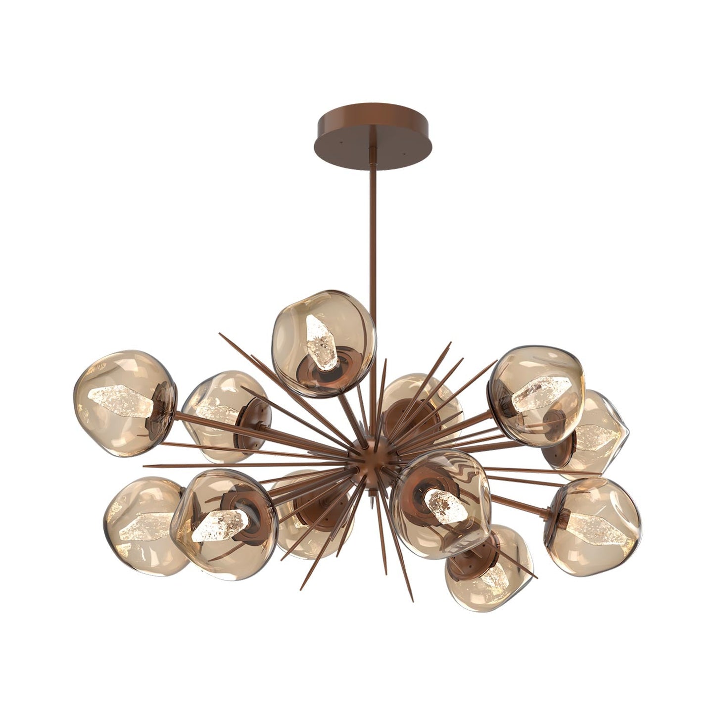 Luna Oval Starburst LED Chandelier in Burnished Bronze/Bronze (Geo Crystal).