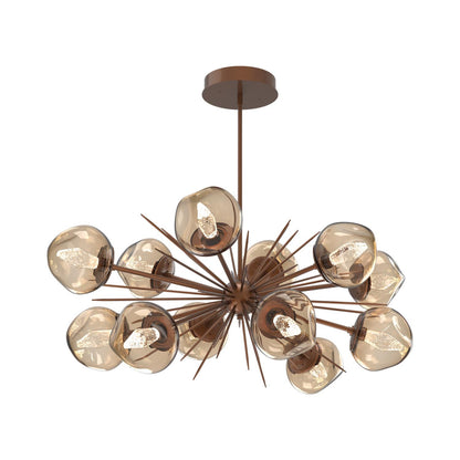 Luna Oval Starburst LED Chandelier in Burnished Bronze/Bronze (Geo Crystal).