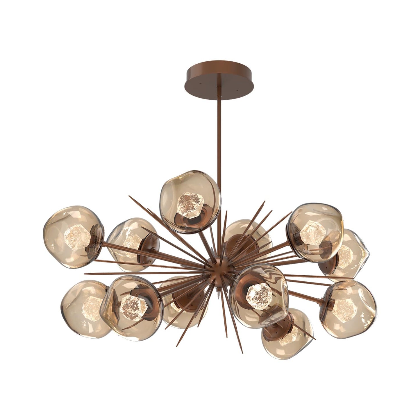 Luna Oval Starburst LED Chandelier in Burnished Bronze/Bronze (Zircon Crystal).
