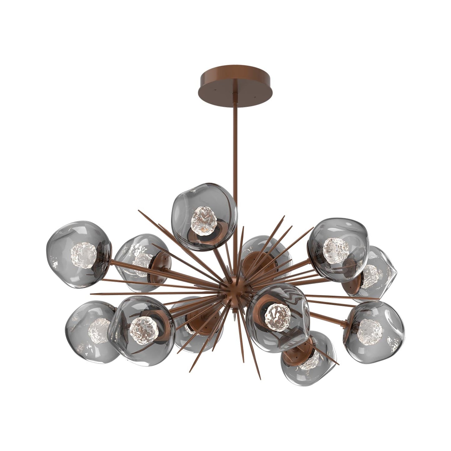 Luna Oval Starburst LED Chandelier in Burnished Bronze/Smoke (Floret Crystal).