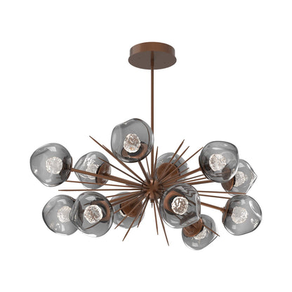 Luna Oval Starburst LED Chandelier in Burnished Bronze/Smoke (Floret Crystal).