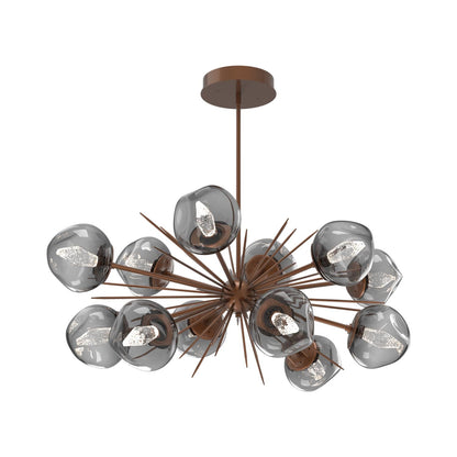 Luna Oval Starburst LED Chandelier in Burnished Bronze/Smoke (Geo Crystal).