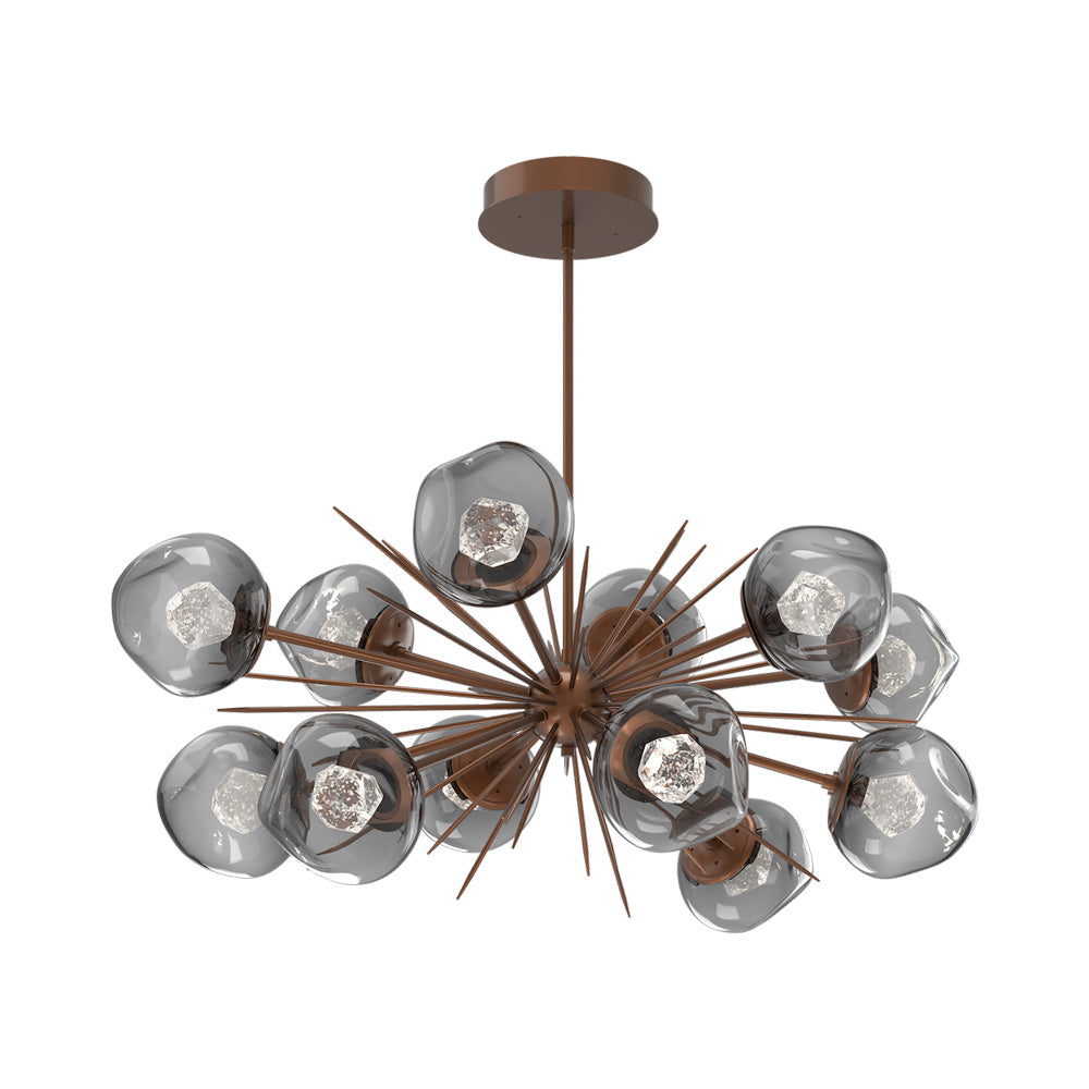 Luna Oval Starburst LED Chandelier in Burnished Bronze/Smoke (Zircon Crystal).