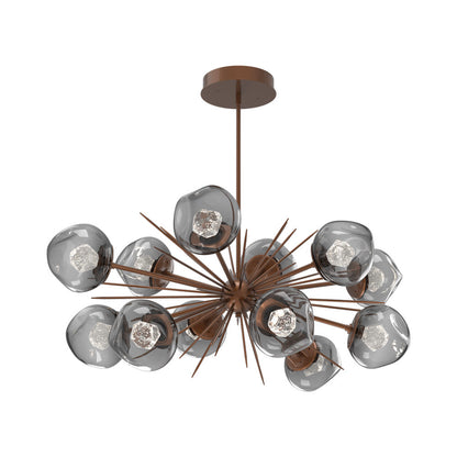 Luna Oval Starburst LED Chandelier in Burnished Bronze/Smoke (Zircon Crystal).