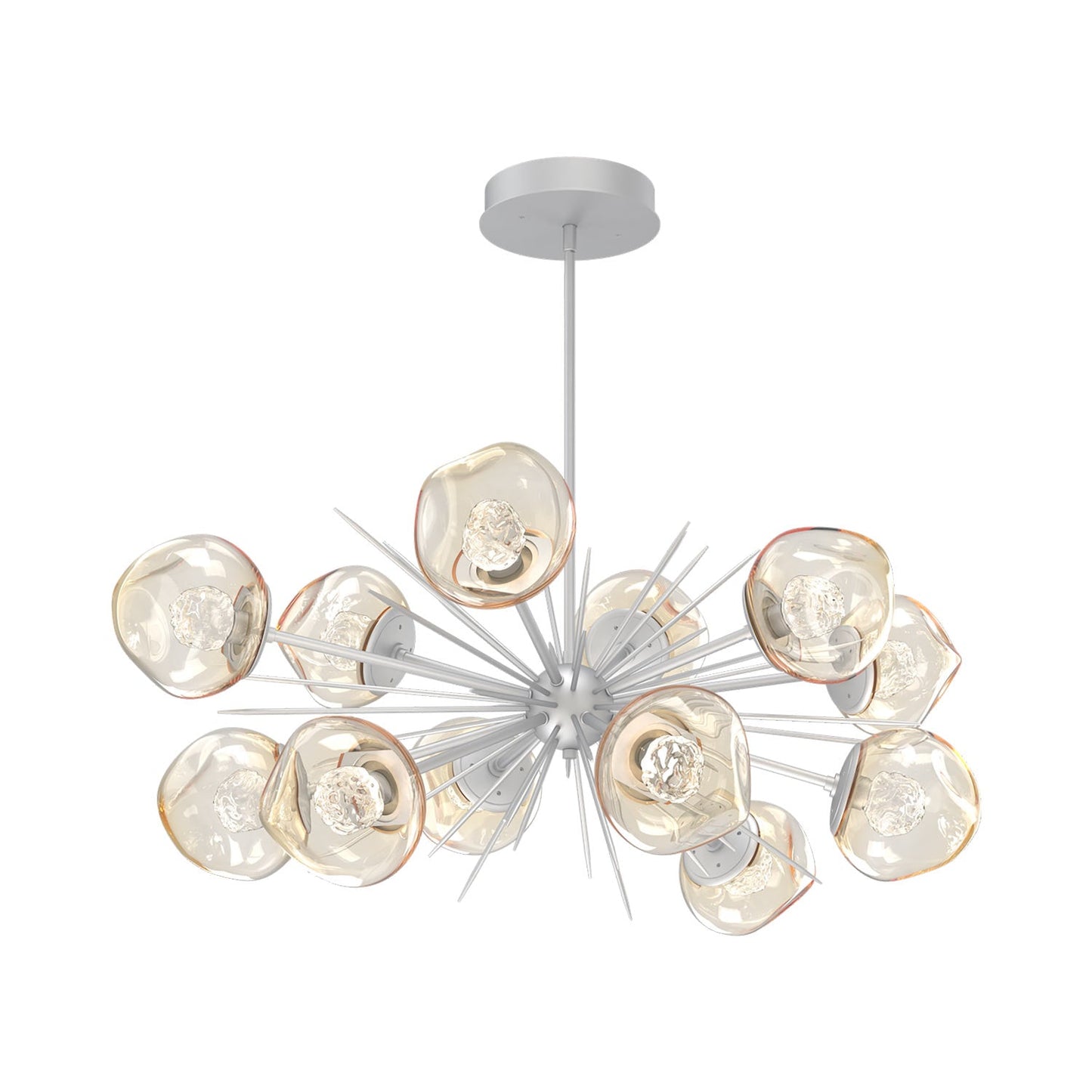 Luna Oval Starburst LED Chandelier in Classic Silver/Amber (Floret Crystal).