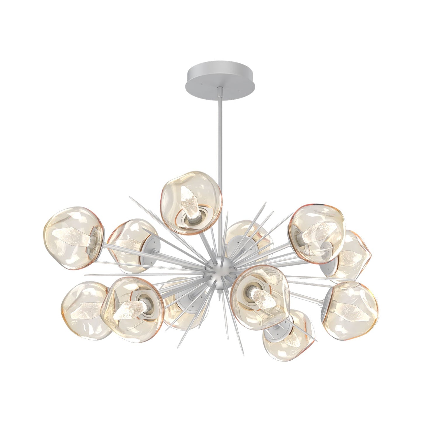 Luna Oval Starburst LED Chandelier in Classic Silver/Amber (Geo Crystal).