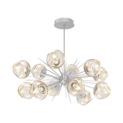 Luna Oval Starburst LED Chandelier in Classic Silver/Amber (Geo Crystal).