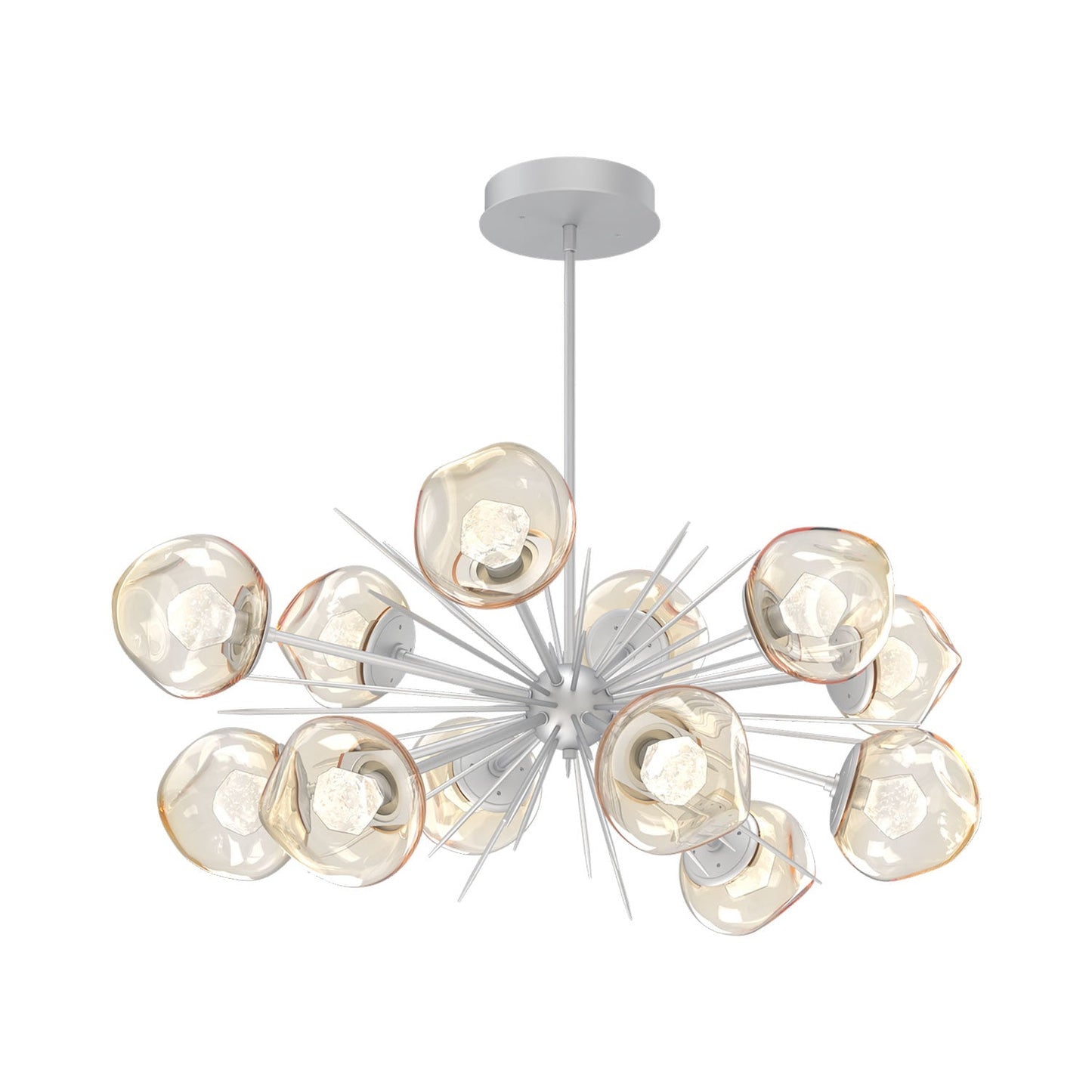 Luna Oval Starburst LED Chandelier in Classic Silver/Amber (Zircon Crystal).