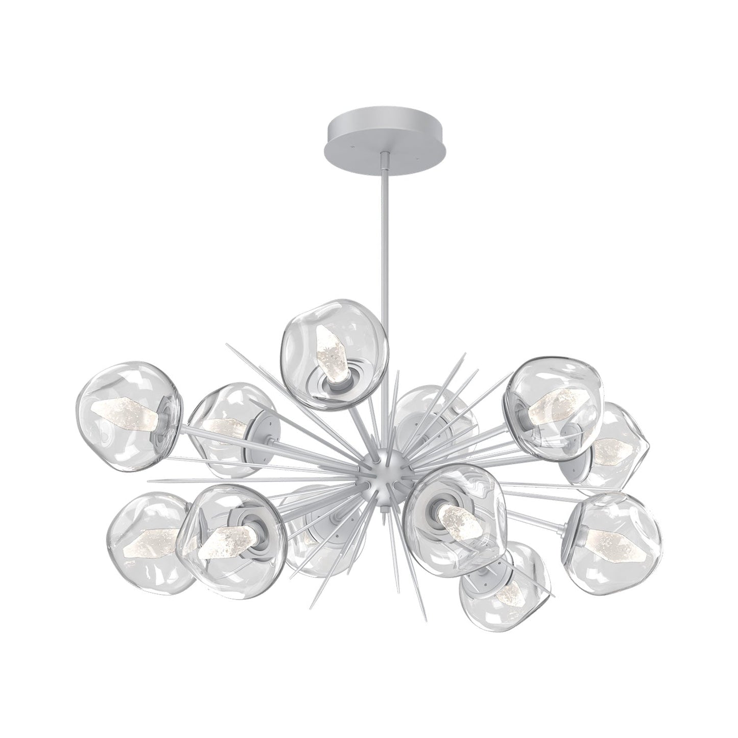 Luna Oval Starburst LED Chandelier in Classic Silver/Clear (Geo Crystal).