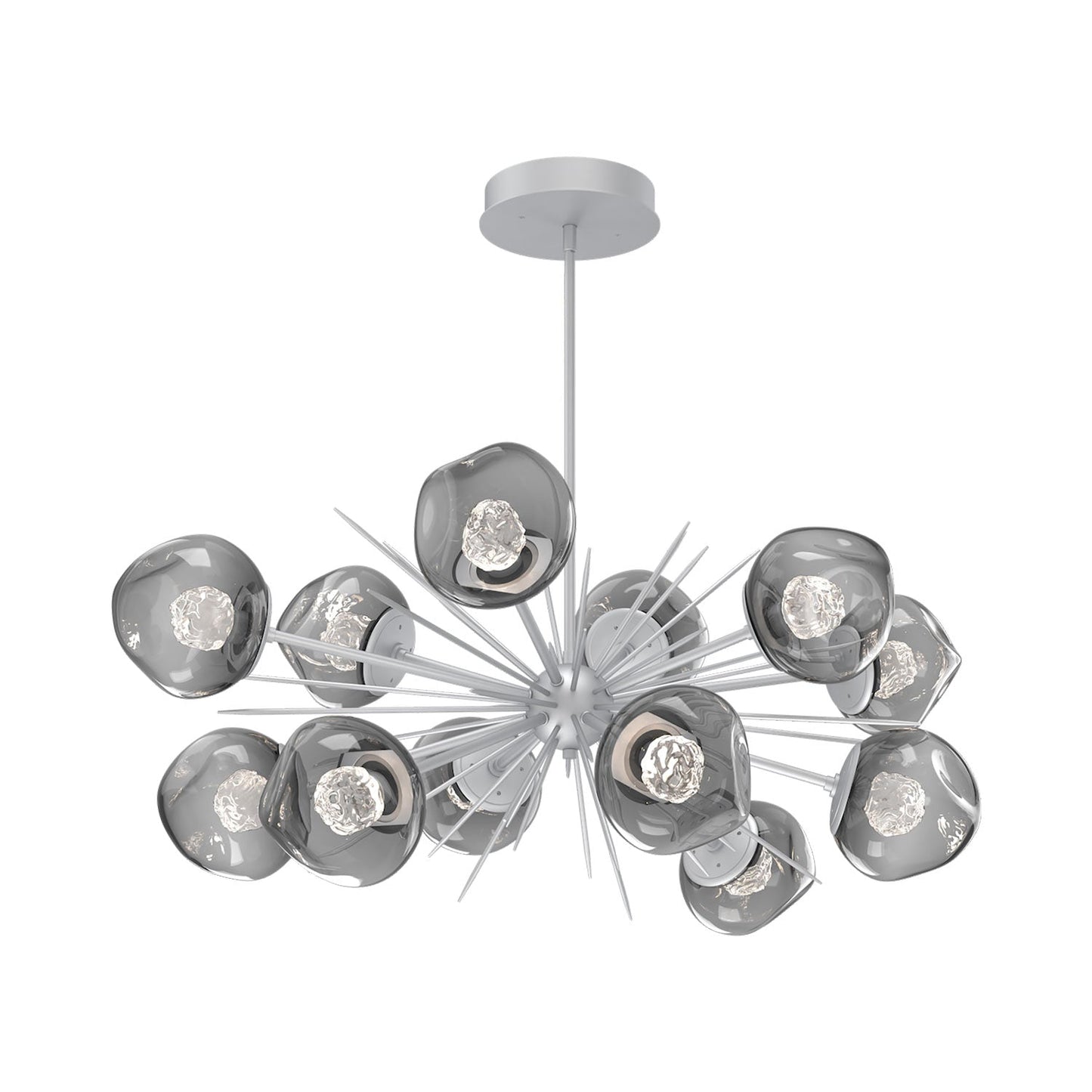 Luna Oval Starburst LED Chandelier in Classic Silver/Smoke (Floret Crystal).