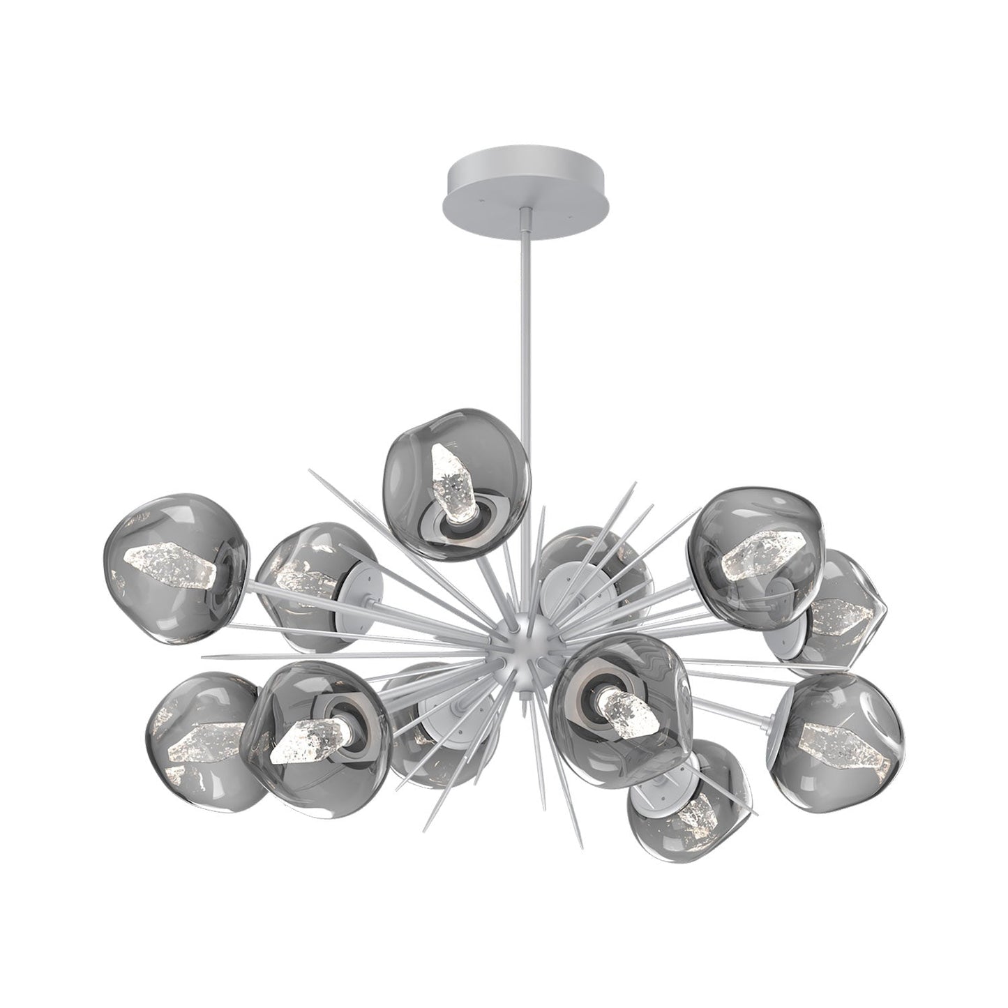 Luna Oval Starburst LED Chandelier in Classic Silver/Smoke (Geo Crystal).