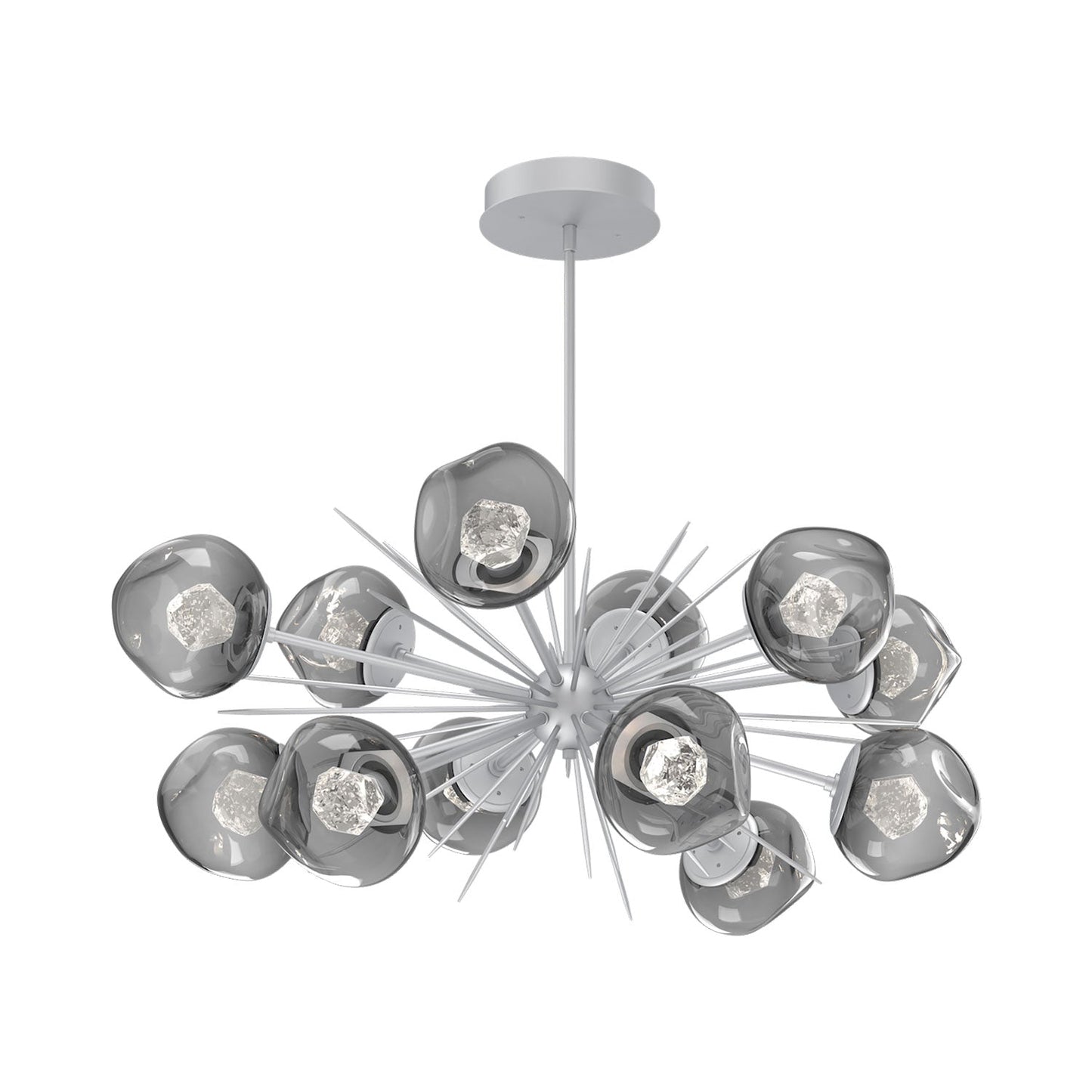 Luna Oval Starburst LED Chandelier in Classic Silver/Smoke (Zircon Crystal).