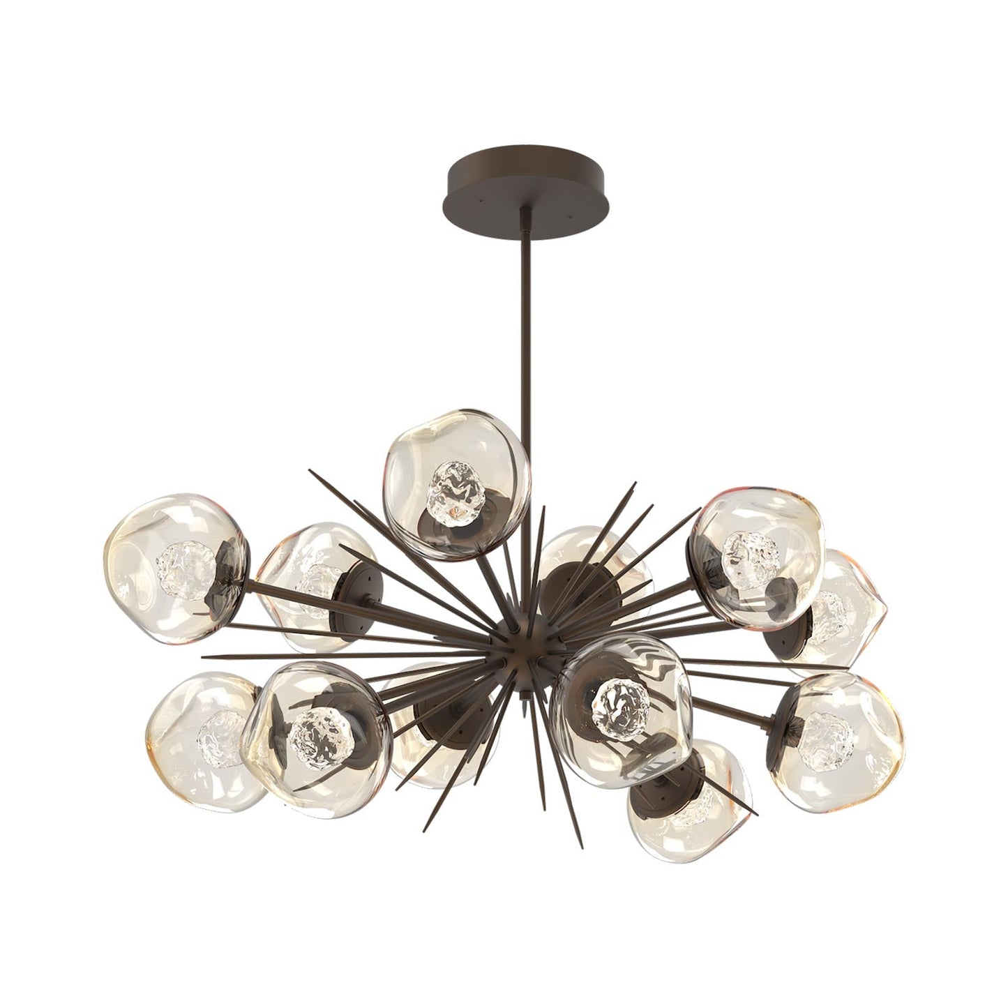 Luna Oval Starburst LED Chandelier in Flat Bronze/Amber (Floret Crystal).