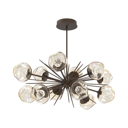 Luna Oval Starburst LED Chandelier in Flat Bronze/Amber (Floret Crystal).