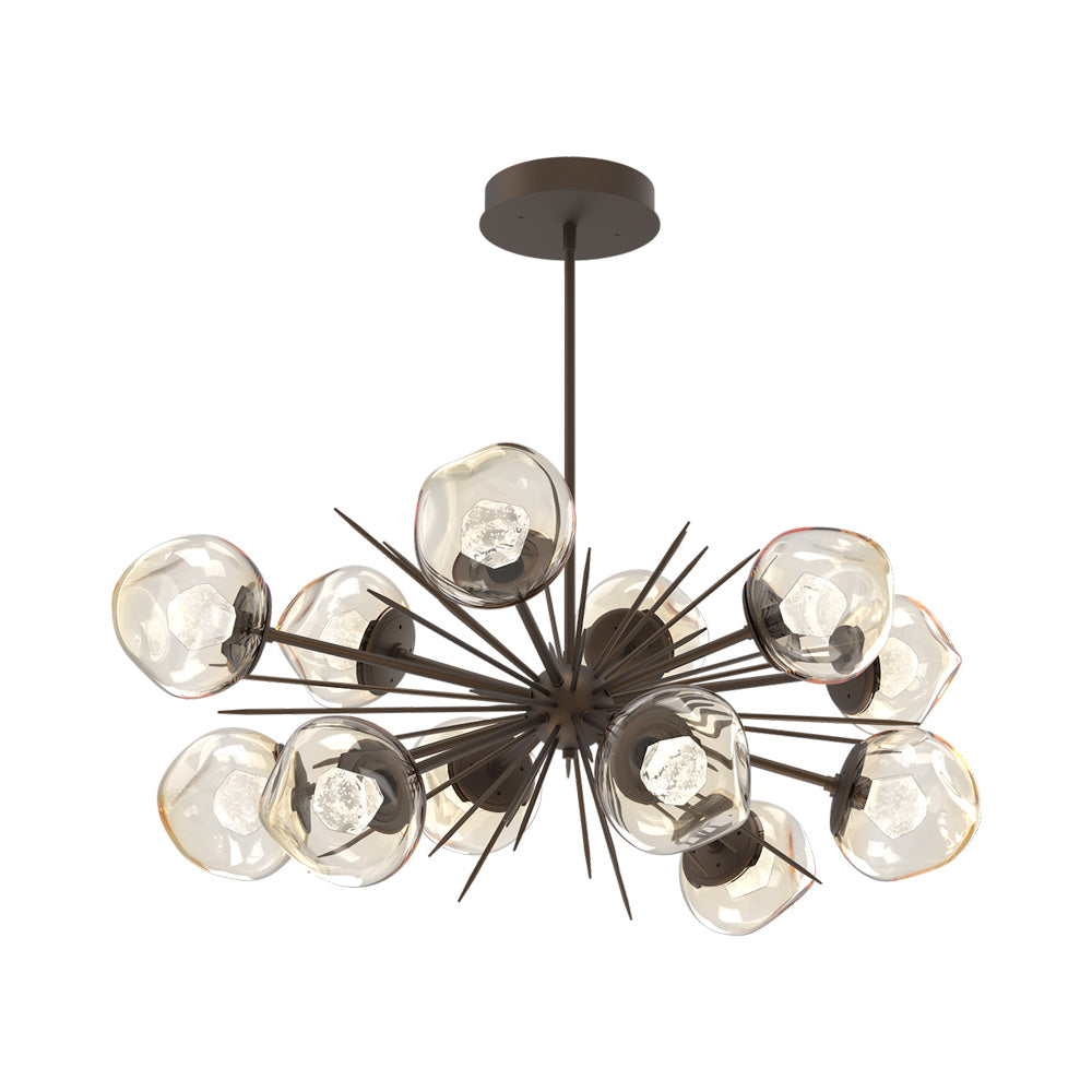 Luna Oval Starburst LED Chandelier in Flat Bronze/Amber (Zircon Crystal).