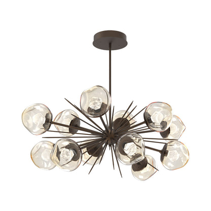 Luna Oval Starburst LED Chandelier in Flat Bronze/Amber (Zircon Crystal).