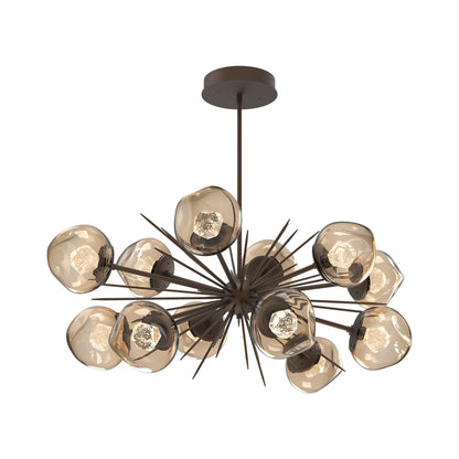 Luna Oval Starburst LED Chandelier in Flat Bronze/Bronze (Zircon Crystal).