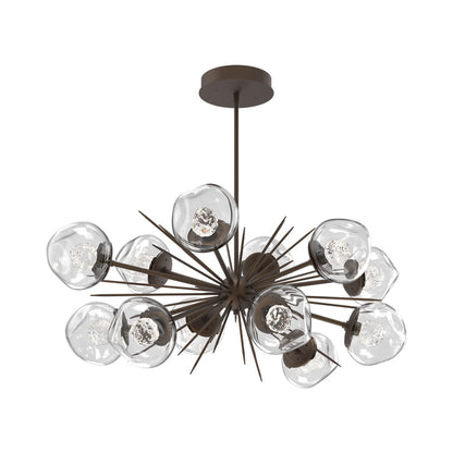 Luna Oval Starburst LED Chandelier in Flat Bronze/Clear (Floret Crystal).