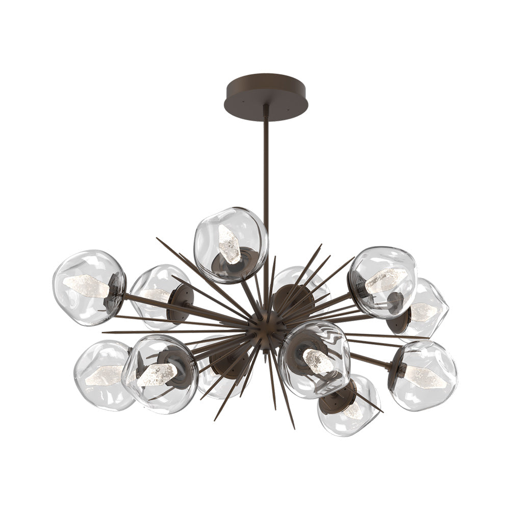 Luna Oval Starburst LED Chandelier in Flat Bronze/Clear (Geo Crystal).