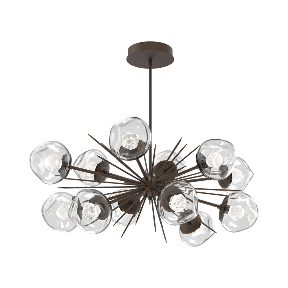 Luna Oval Starburst LED Chandelier in Flat Bronze/Clear (Zircon Crystal).