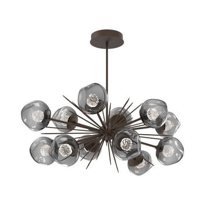 Luna Oval Starburst LED Chandelier in Flat Bronze/Smoke (Floret Crystal).