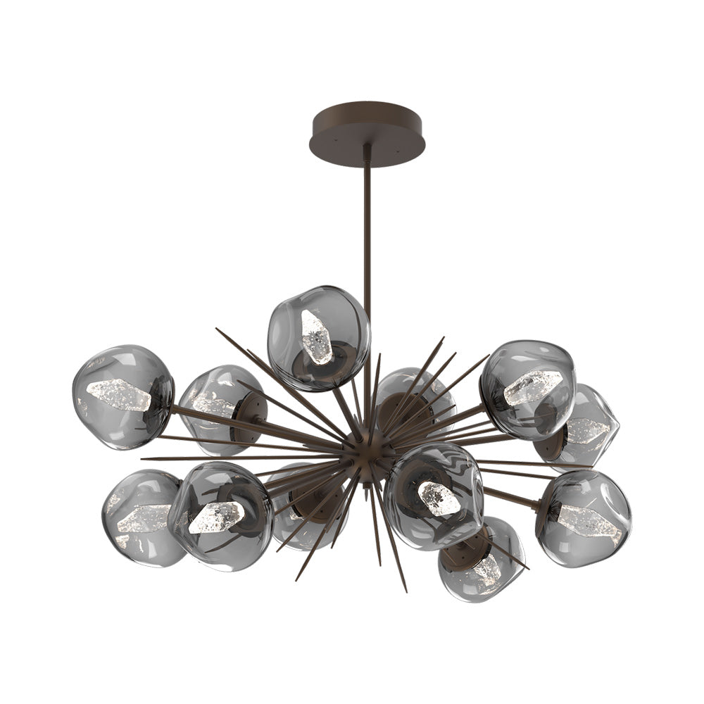 Luna Oval Starburst LED Chandelier in Flat Bronze/Smoke (Geo Crystal).