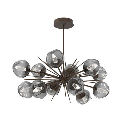Luna Oval Starburst LED Chandelier in Flat Bronze/Smoke (Geo Crystal).