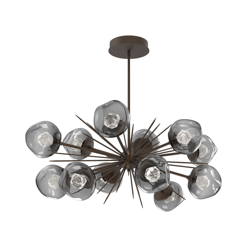 Luna Oval Starburst LED Chandelier in Flat Bronze/Smoke (Zircon Crystal).